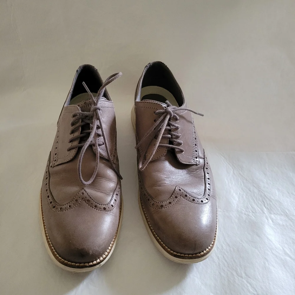 COLE HAAN Zerogrand Wingtip Gray Blue Leather Lace Up Oxford Size 10 wide